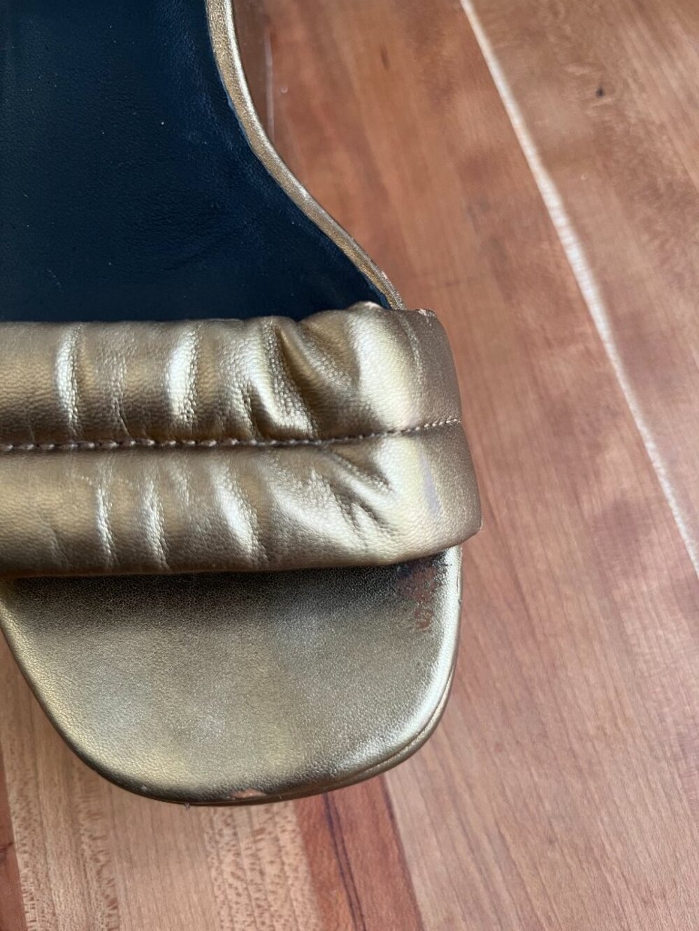 Charlotte Stone Metallic Gold Platform Wedge Sa - Picture 3 of 8